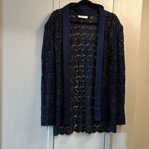 Claudia Bertini Elegant Navy Lace Cardigan